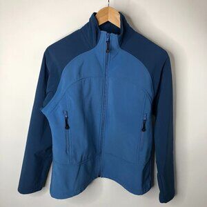 Avia Blue Two Toned Varsity Micro Fleece Lined Zip-up Outdoor Spring Jacket Coat